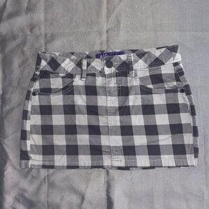 Miley Cyrus & Max Azria Gray Y2K Checkered Ultra Mini Skirt Juniors Size 7